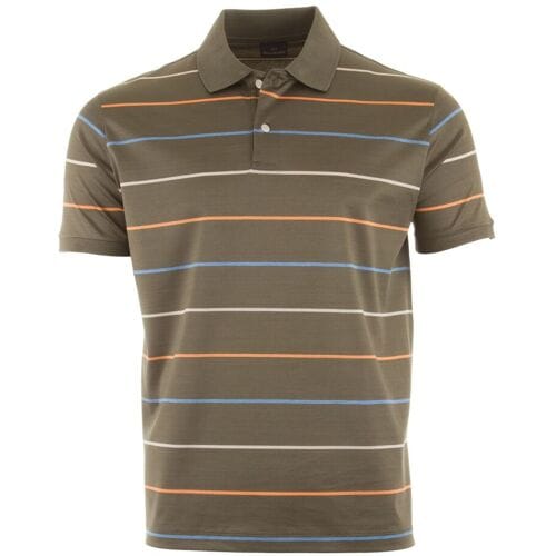 Paul & Shark Polo Shark Tag Double Mercerised Jersey Stripe Donker Khaki / male