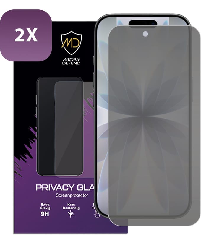 2-Pack MobyDefend Screenprotectors - Geschikt voor iPhone 17 - HD Privacy Glass Screensavers