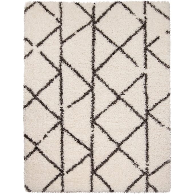 Hoogpolig tapijt Mahara beige 60x90 cm