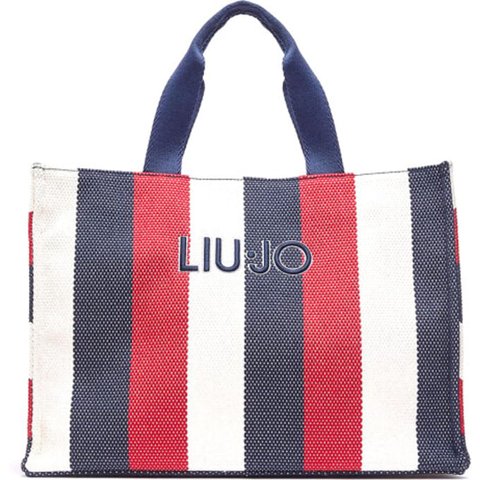 LIU JO shopper schoudertas Tote Bag Striped Canvas Blue Sky veelkleurig