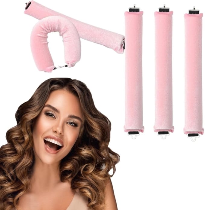 Heatless Curls - Haarrollers -Met haak- Roze - 3 stuks