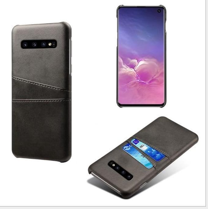 Back Cover met Opbergvakjes + PMMA Screenprotector voor Galaxy S10 _ Zwart