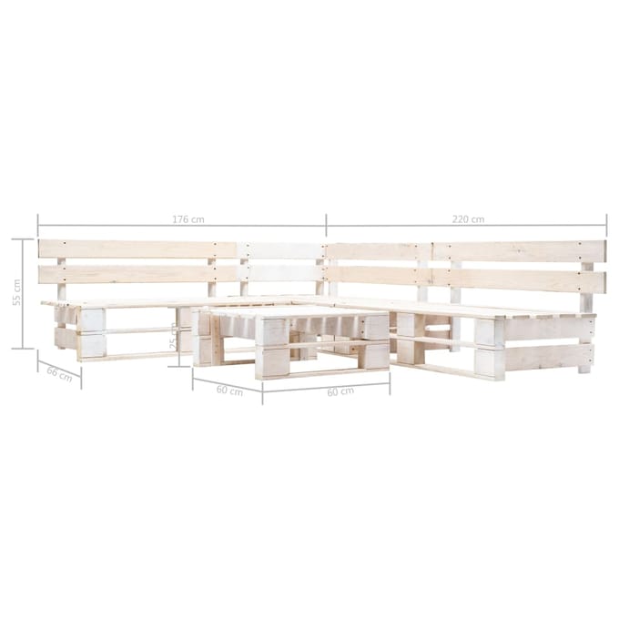 vidaXL - 4-delige - Loungeset - pallet - hout - wit