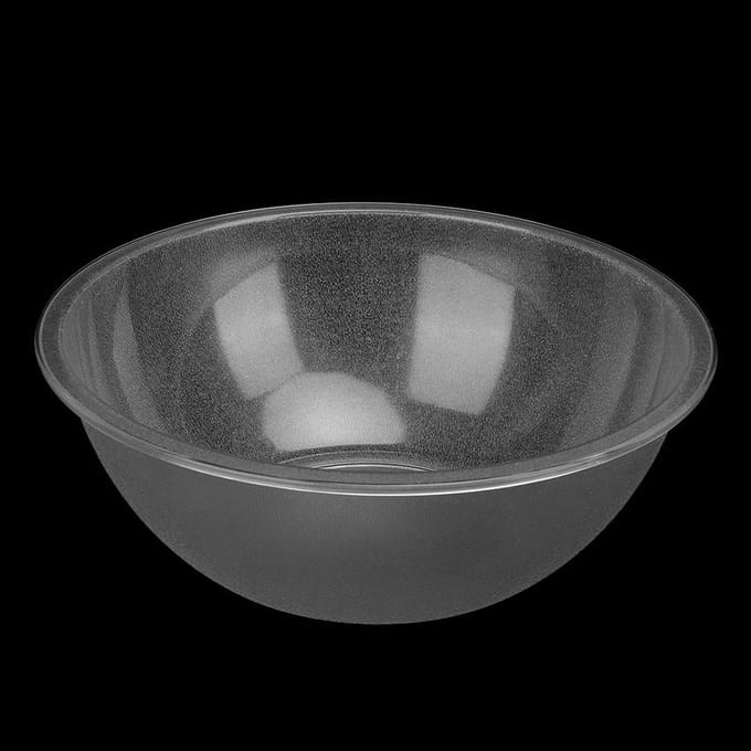 Grote ronde serveerschalen van helder acryl, salade, fruit, buffet, serveercontainers, borden, serviesgoed white