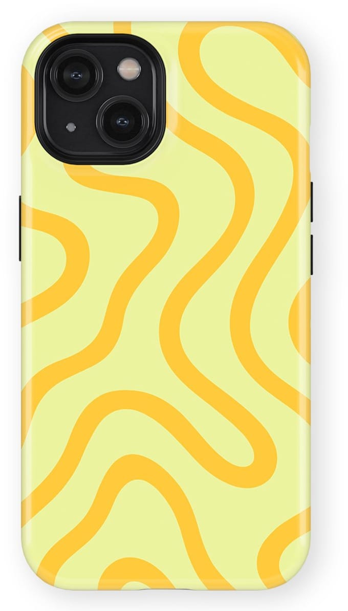 DripCase Curvy Lines Hoesje geschikt voor iPhone 14 | Backcover met Mag | Design Tough Case geschikt voor iPhone 14 Lemon Loop