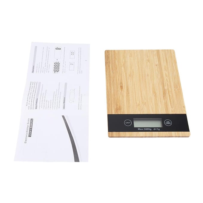 Bamboe LED Display Elektrische Keukenweegschaal Koken Voedsel beige