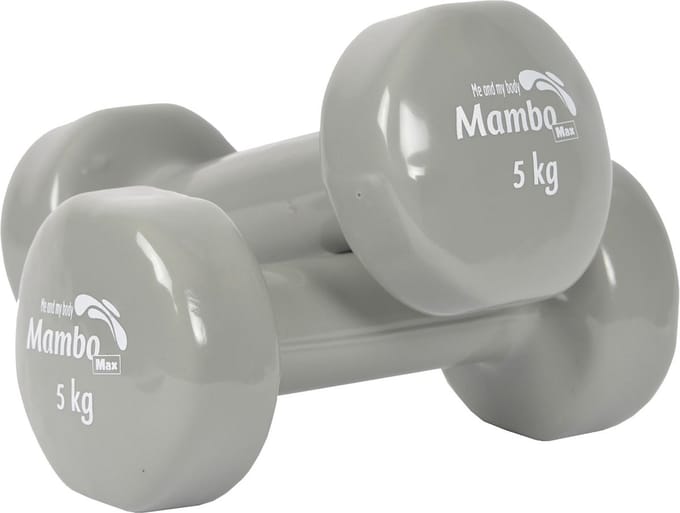 Oefengewichtjes - vinyl gecoat : 5,0 kg - grijs (per 2 stuks)