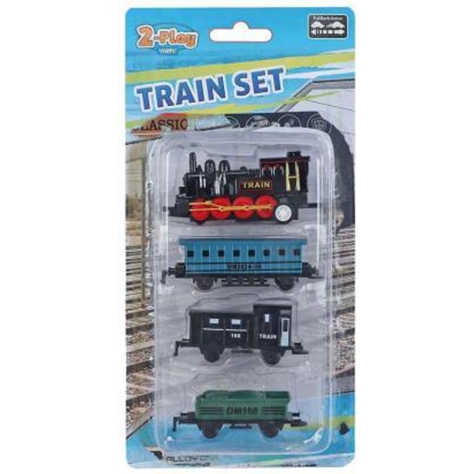 Kids Globe Locomotief m/ 3 aanhangers Die-cast PB Voertuigen Speelgoed voertuigen Diverse speelgoedvoertuigen