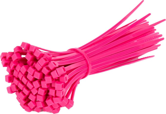 TD47 Kabelbinders 2.5 x 100 mm Roze - Tie wraps - Tyraps