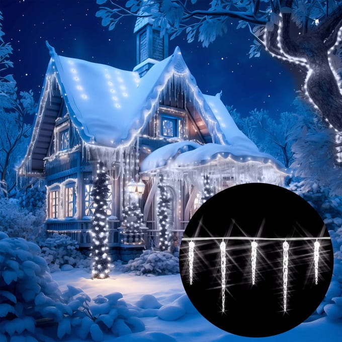 Monzana Lichtketting Kerstmis ijspegel 40 LED's 10,4m
