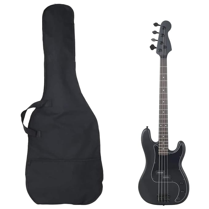 vidaXL - Basgitaar - voor - beginners - elektrisch - met - tas - 4/4 - 46" - zwart