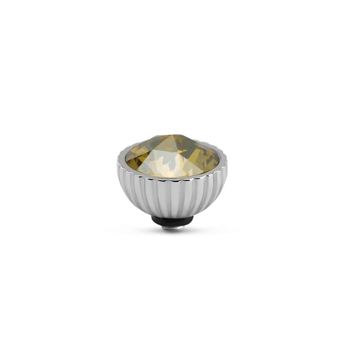 Melano Twisted Ridged Steentje Crystal Golden Shadow Zilver
