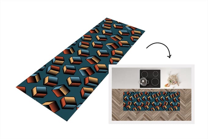 Keukenloper - Loper keuken - Patronen - Cube - 3D - 150x50 cm - Keukenloper vinyl