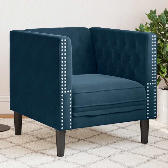 vidaXL - Fauteuil - Chesterfield-stijl - fluweel - blauw