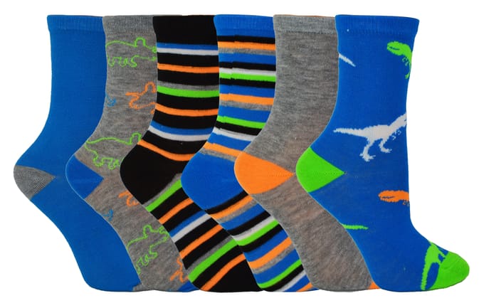 Jongens 6 paar geassorteerde nieuwe mode enkelsokken - Dinosaurussen