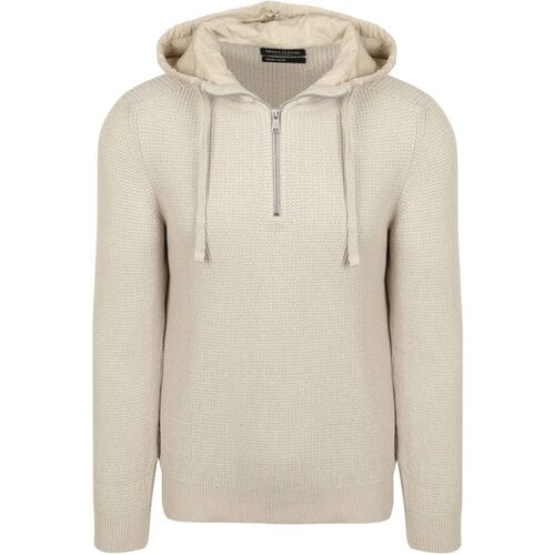 Capuchon sweaters Marc O'Polo Hooded Half Zip Pullover Structured Bi-Colour Ecru