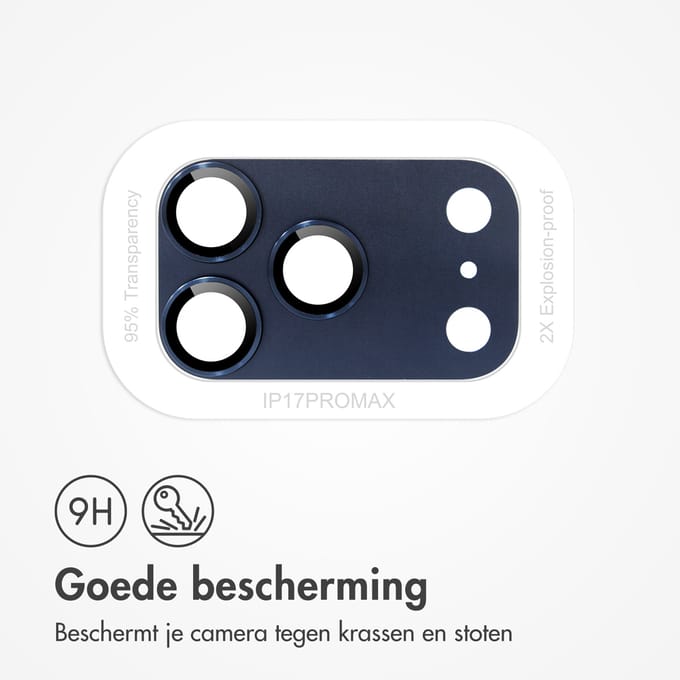 imoshion Camera Lens Protector - Geschikt geschikt voor Apple iPhone 17 Pro Max - 2 Pack - Deep Blue