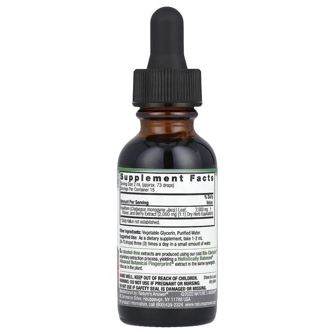 Nature's Answer, Meidoornbes, Vloeibaar Extract, Alcoholvrij, 2.000 mg, 30 ml(1 fl oz)