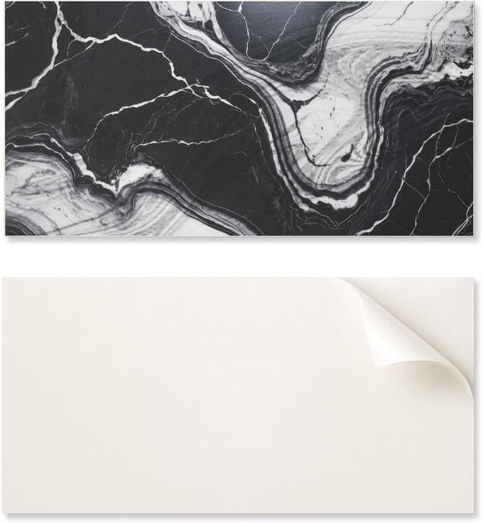 Zelfklevend vinylpaneel met print, 100x50 cm, abstract marmerpatroon.