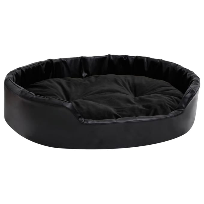 vidaXL - Hondenmand - 90x79x20 - cm - pluche - en - kunstleer - zwart