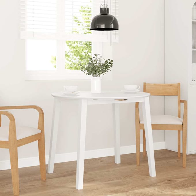 vidaXL - Eettafel - massief - hout - wit - rubber