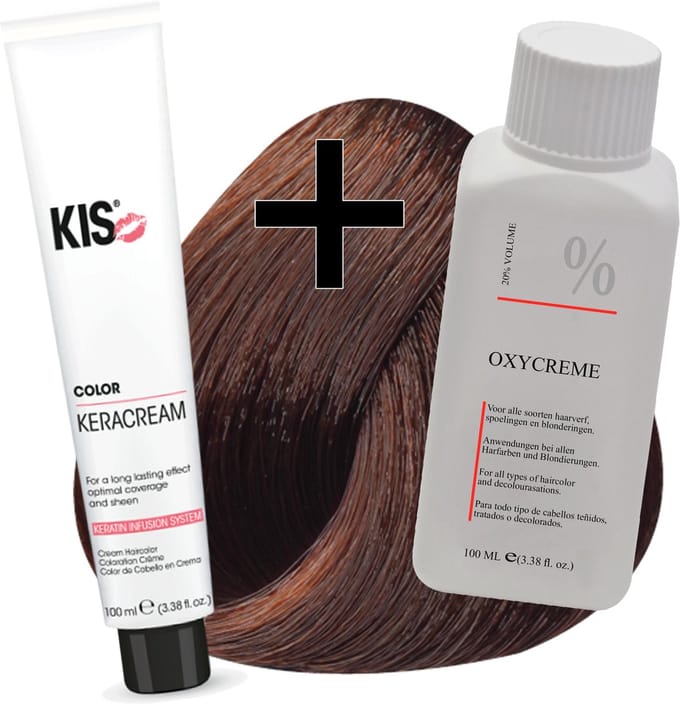 KIS haarverfset - 6RT Donker rood tabak  - haarverf & waterstofperoxide
