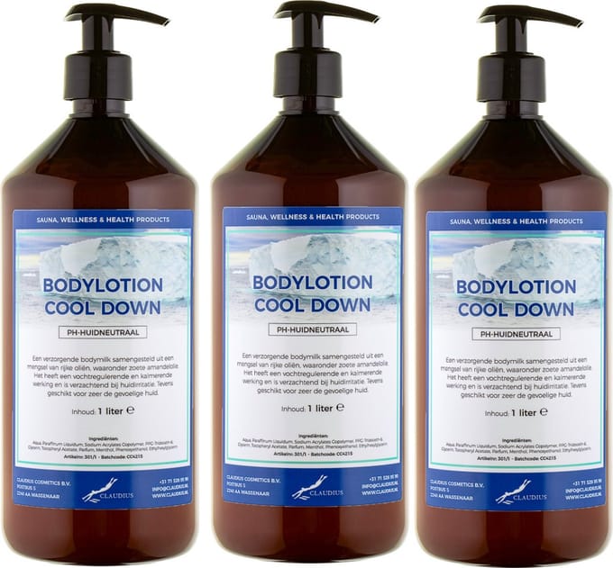 Bodylotion Cool Down 1 Liter - met gratis pomp - set van 3 stuks