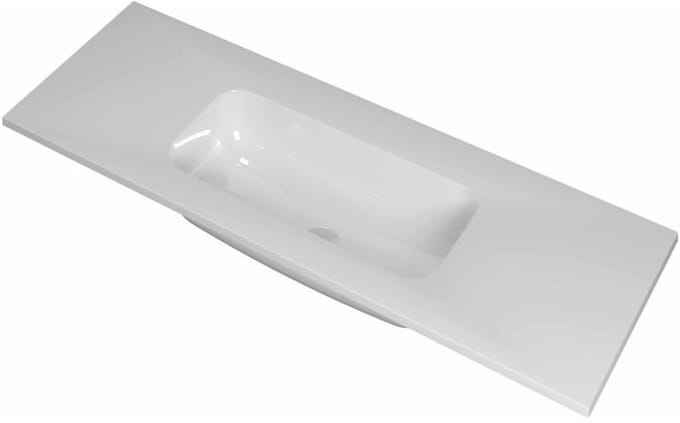 INK Reflekt Wastafel Polystone Midden Zonder Kraangat - 1200x400x15 mm - Glans Wit