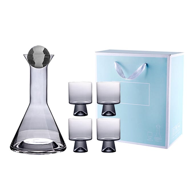 Ensemble de Verres Rétro Verre Épais Pichet à Eau Grande Capacité Eau de Chevet avec Verre à Eau Type 2 white