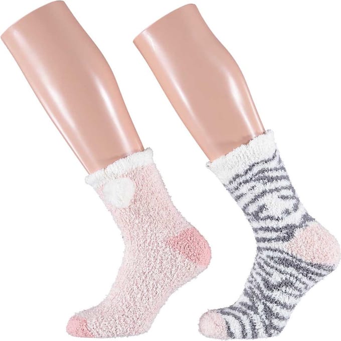 Apollo Dames sokken - 2 pack - roze - maat 36/41 - pluche - warm