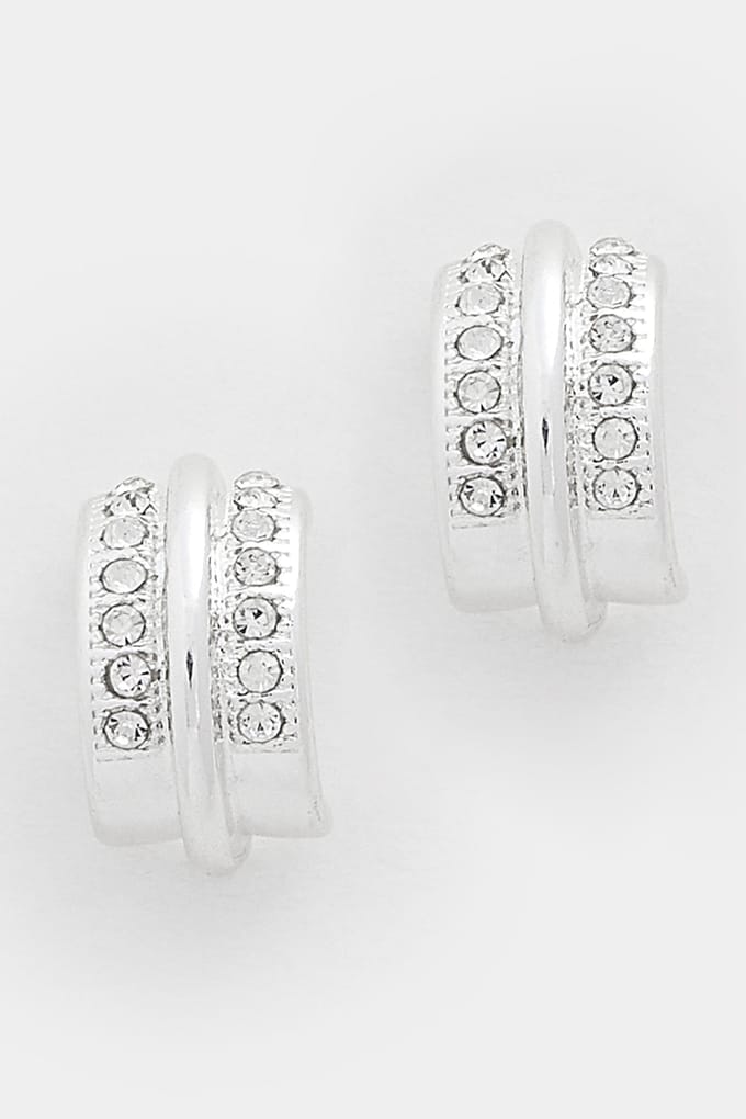 Yours Zilverkleurige Diamante Hoepeloorbellensize One Size