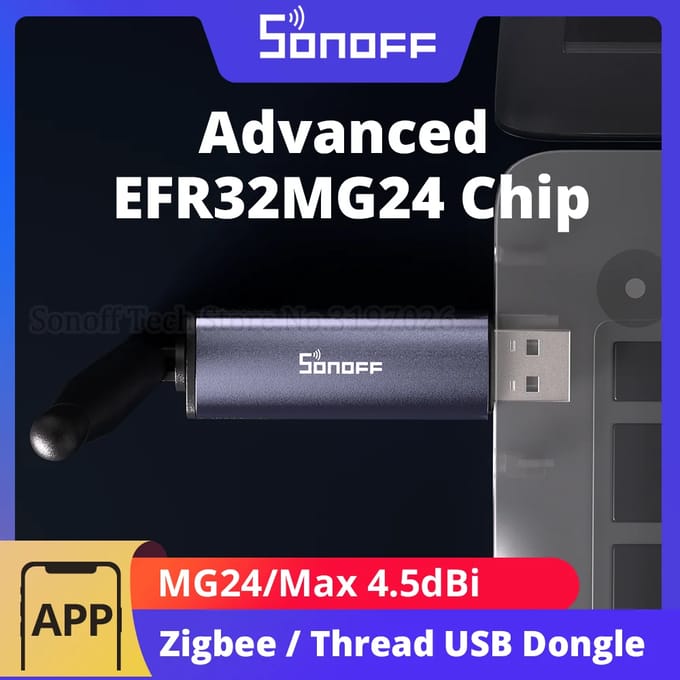 SONOFF Dongle Plus MG24 Zigbee Gateway Thread USB Dongle EFR32MG24 Chip Max 4.5dBi High-Gain Antenne Aluminium Werkt met Zigbee2MQTT Home Assistant