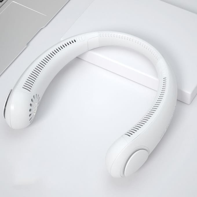 Draagbare bladloze nekventilator Handsfree miniventilatoren Oplaadbare USB-ventilatoren Hangende nekventilator Draagbare bladloze airconditioningkoeler wit