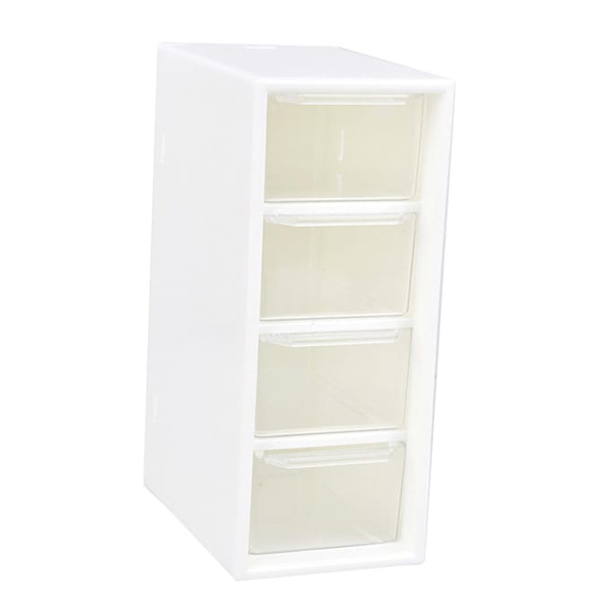 Desktop 4 Lade Opbergorganizer Kleine Stapelbare Transparante Plastic Opbergcontainers Doos voor Thuis white