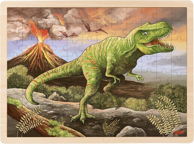 Puzzel: T-REX 40x30x0,8cm, 96-delig, hout, 3+