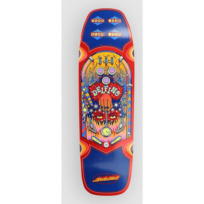 Santa Cruz Delfino Pinball Pro Shaped 9.14" Skateboard Deck blauw