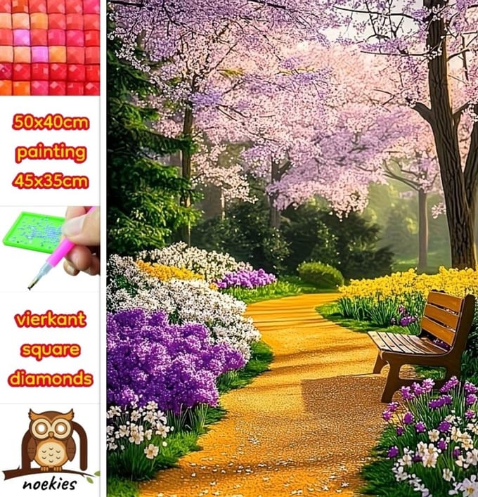 50x40cm Diamond Painting bloemen bos (vierkant) nr 65