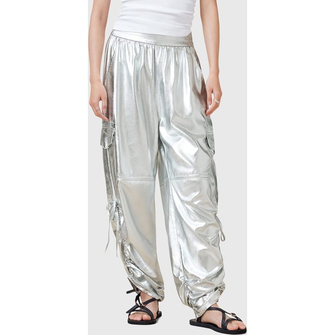 AllSaints Kaye Trouser Metallic Silver Taglia: M | Pantaloni cargo Outlet | Donna | Grigio