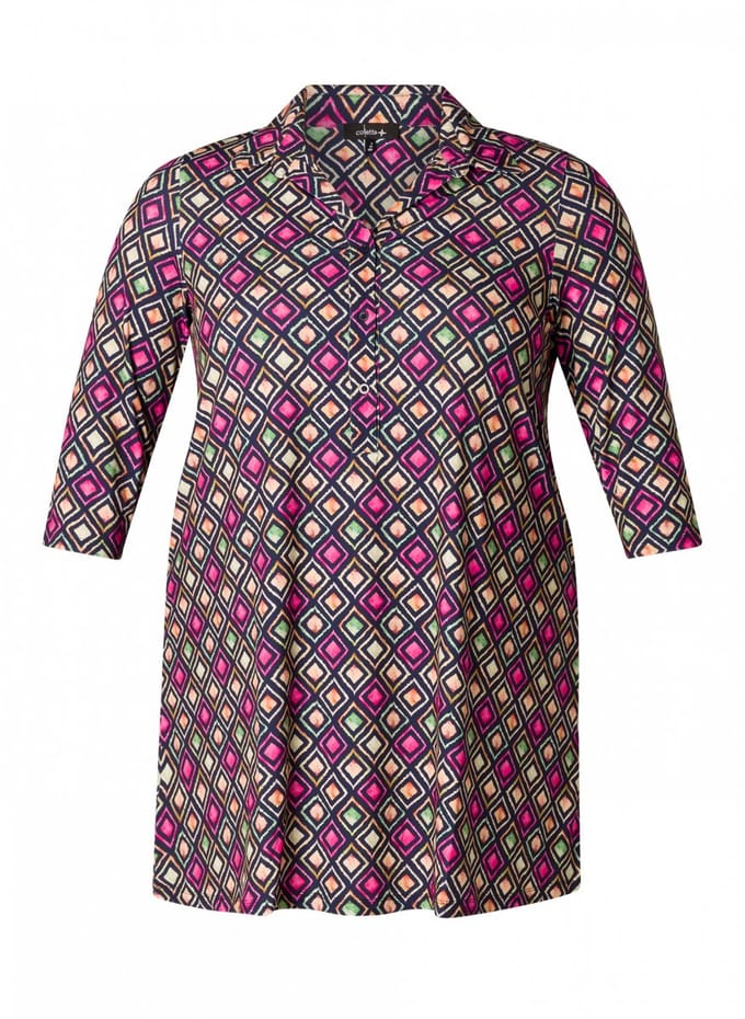 COLLETTA Ottelien Tops - Dark Blue/Multi col - maat 2(50)