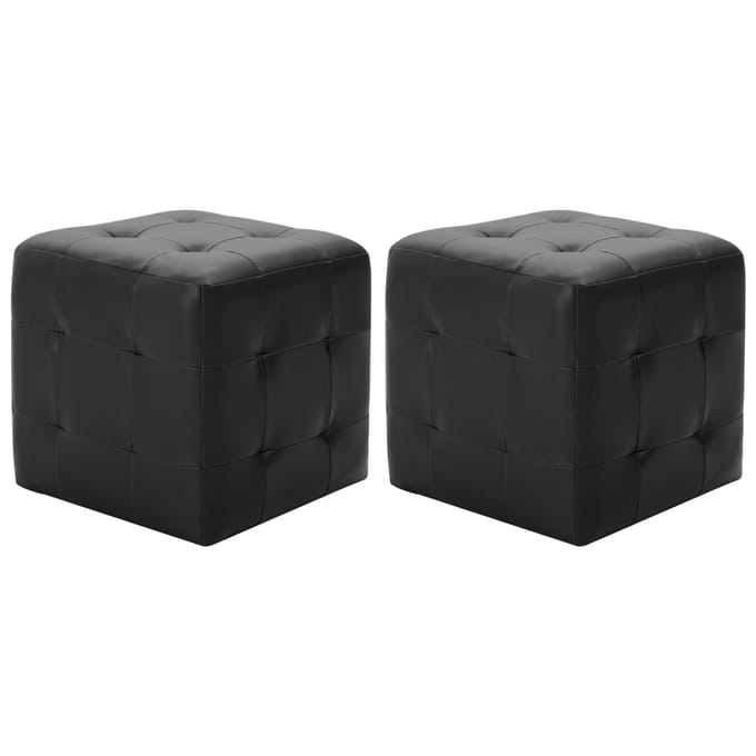 vidaXL - Poef - 2 - st - 30x30x30 - cm - kunstleer - zwart