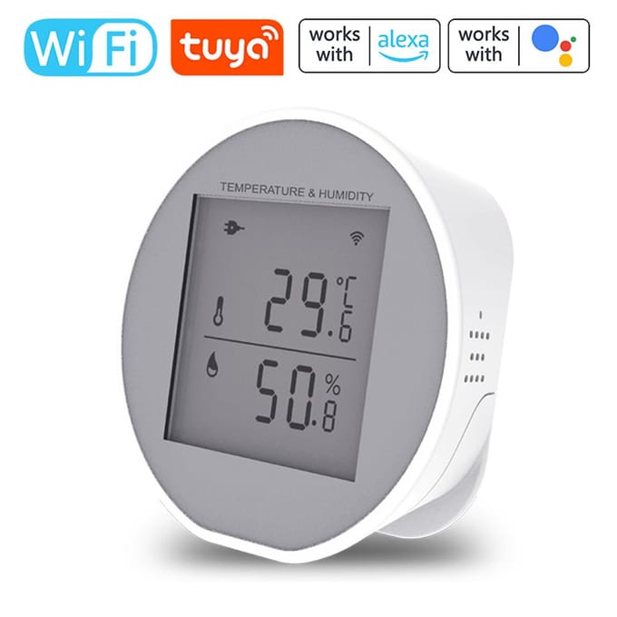Tuya WiFi-temperatuur-vochtigheidssensor Intelligente hygrothermograafmeter met hoog en laag wit