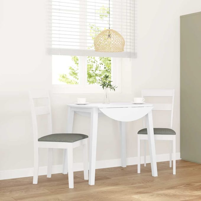 vidaXL - Eetkamerstoelen - met - kussens - 2 - st - massief - hout - rubber - wit