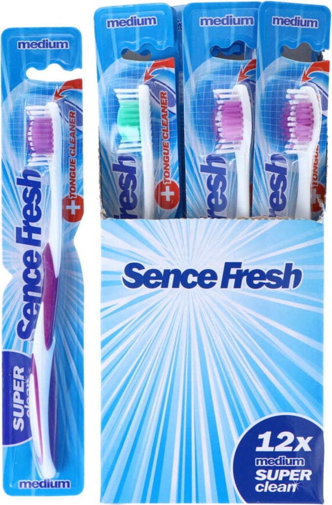 12x Sence Tandenborstels Fresh Super Clean Medium 12 stuks