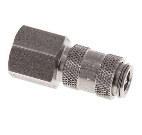 RVS DN 2.7 (Micro) Luchtkoppeling Snelkoppeling G 1/8 inch Binnendraad Double Shut-Off - CLS2-F-S-SV-018