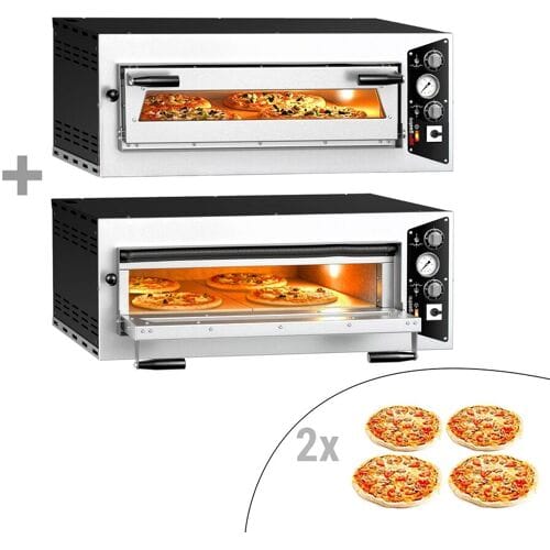 GGM Gastro (2 Stück) Elektro Pizzaofen - 4+4x 35cm - Manuell Zilver