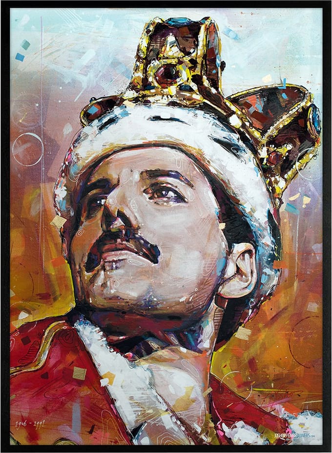 Freddie Mercury 01 print 51x71 cm vullend *ingelijst & gesigneerd