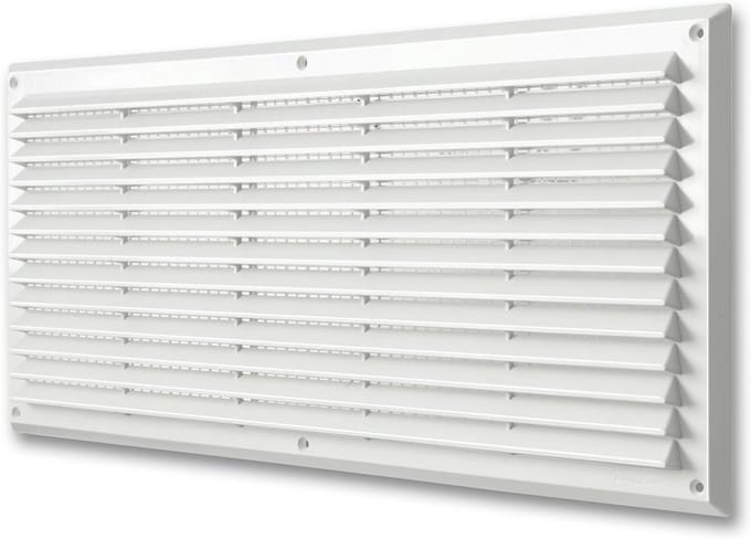 Kunststof Ventilatie Rooster 500 x 227 mm - Wit, Rechthoekig