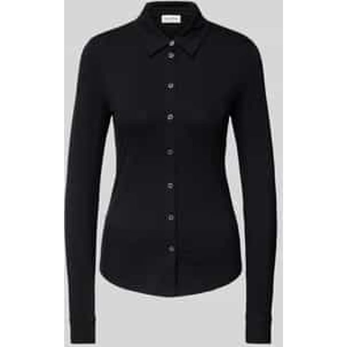 Overhemdblouse van viscosemix met platte kraag