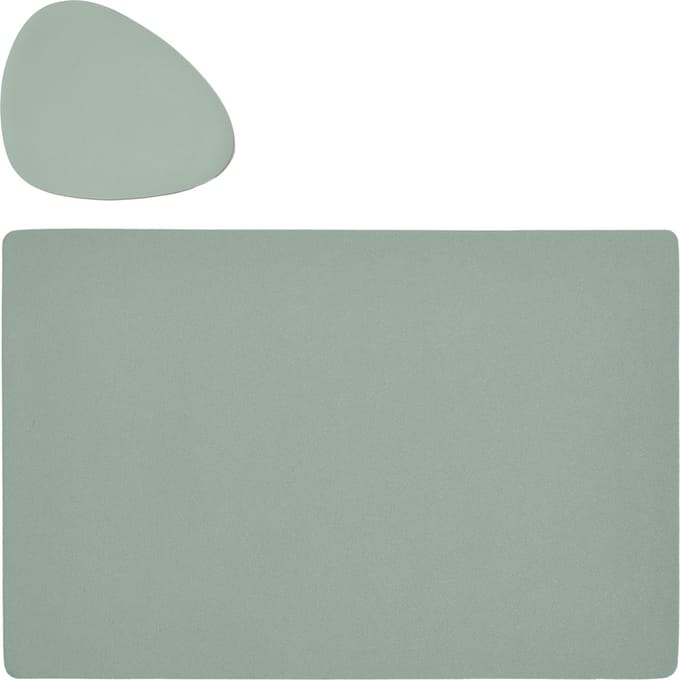 Placemats en onderzetters lederlook - set 6x - mintgroen - 45 x 30 cm