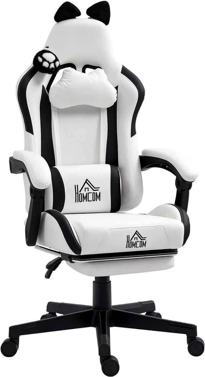 HOMCOM Gamingstoel - Kunststof - 65 x 62 x 124 cm - Wit